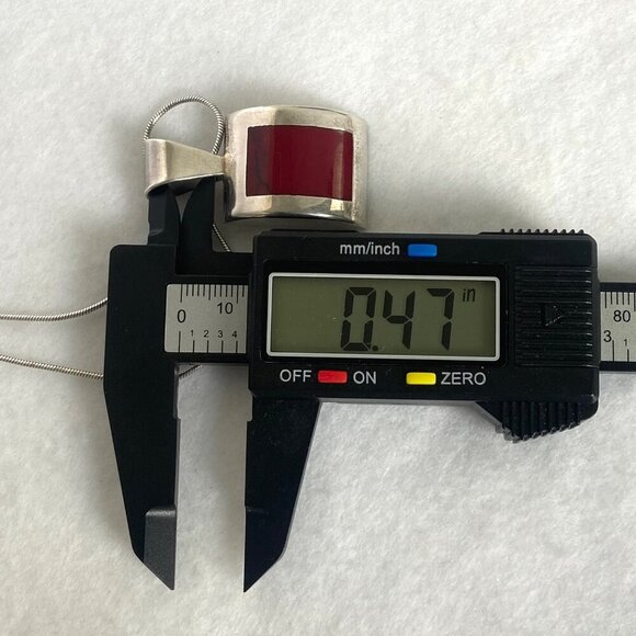 Solid Sterling Silver 925 Curved Sim Red Jasper Pendant Necklace 20" Snake Chain - Picture 13 of 16